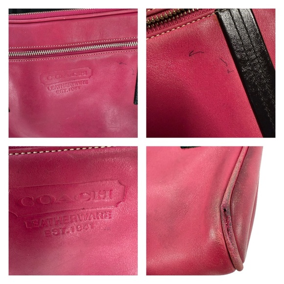 Coach Leatherware Berry & Black Leather Messenger Travel Bag Style 5068 Vintage - Picture 13 of 17